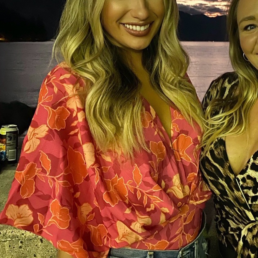 Vibrant Floral Lowcut Bodysuit